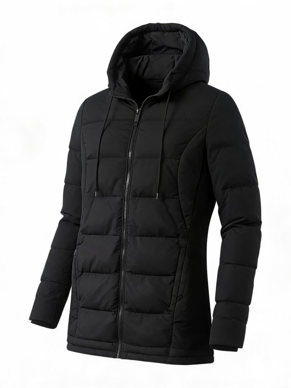 Womens's Black Hooded Puffer Jacket